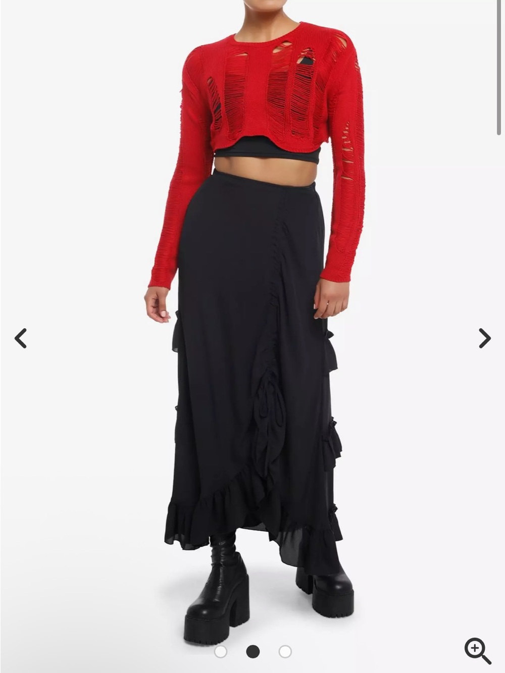 Hot topic Social Collision Red Distressed Bolero Girls Crop Shrug